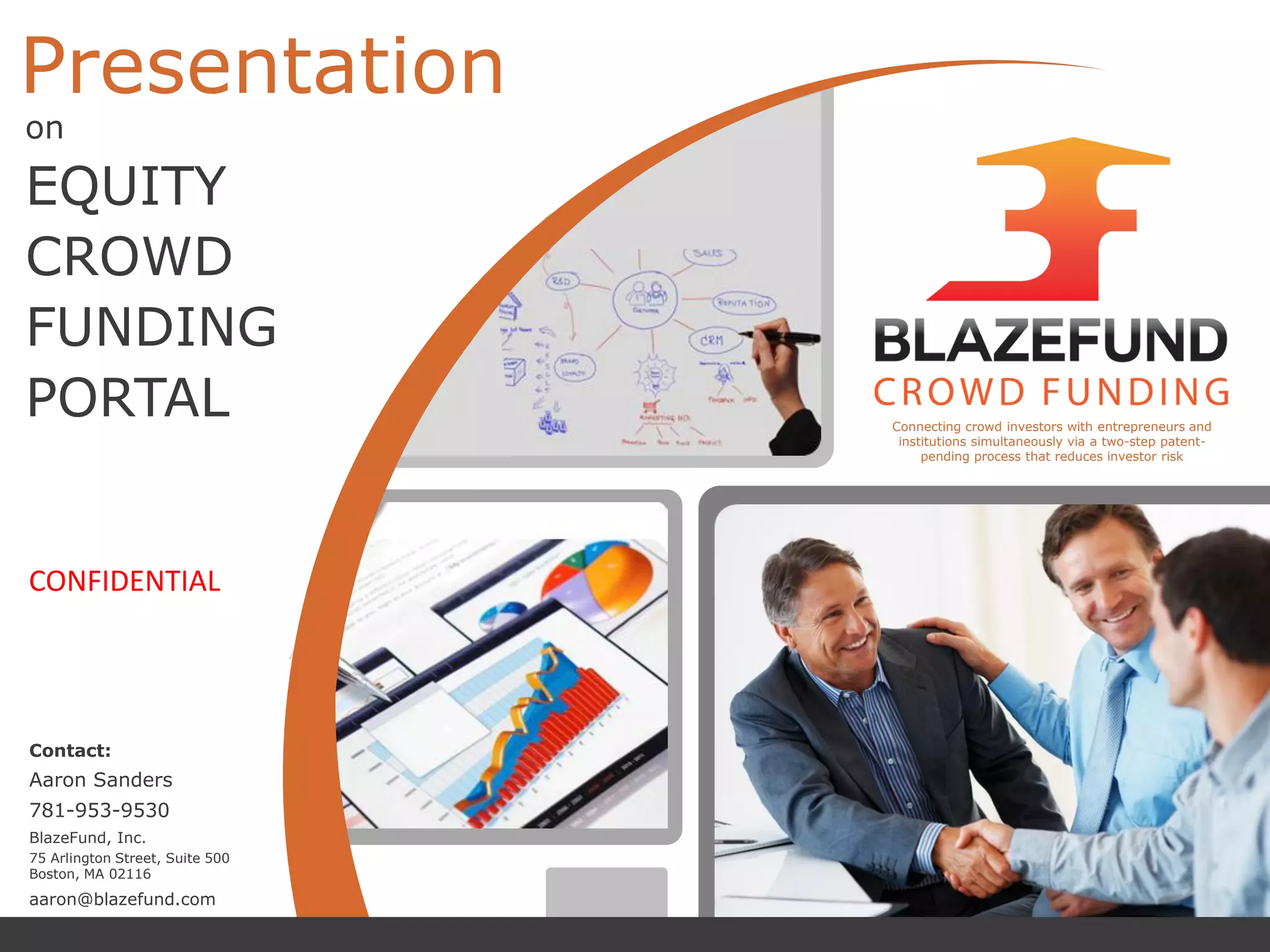 Cover slide of the BlazeFund pitch deck — 2012