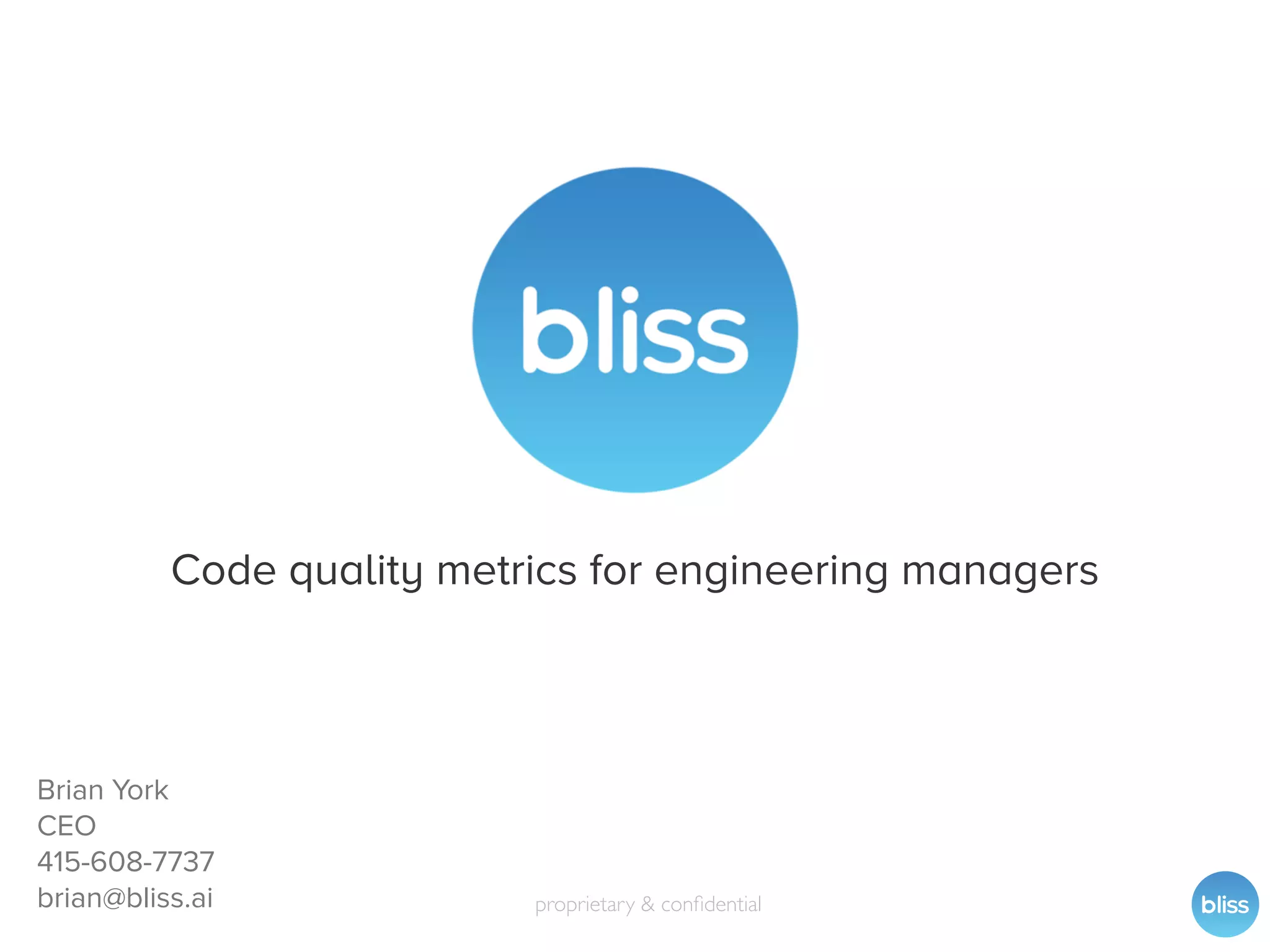 Cover slide of the Bliss.ai pitch deck — Seed 2015