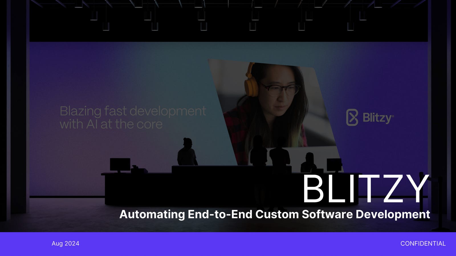 Cover slide of the Blitzy pitch deck — Seed 2024