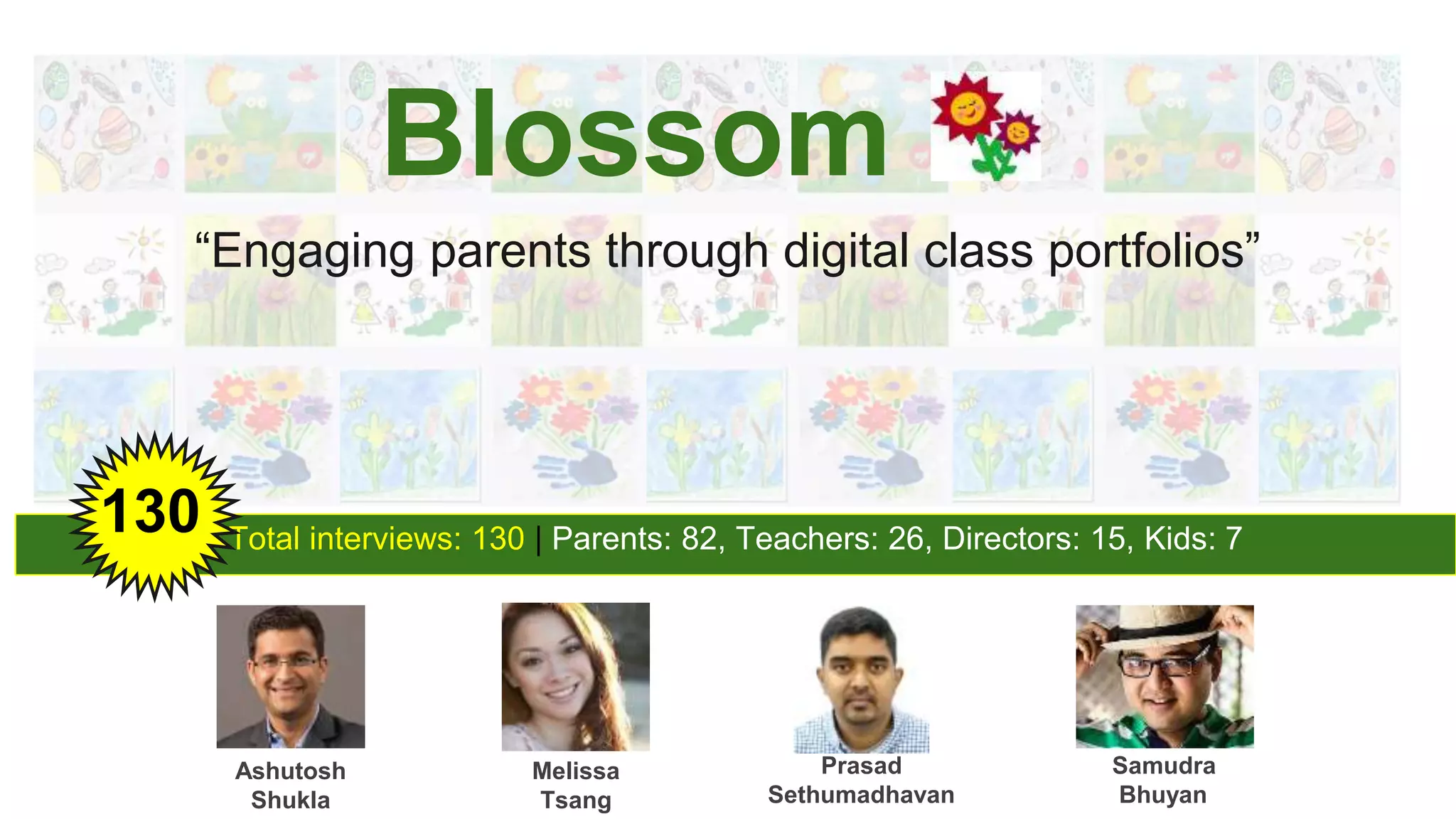 Cover slide of the Blossom Berkeley pitch deck — Pre-Seed / Seed 2015