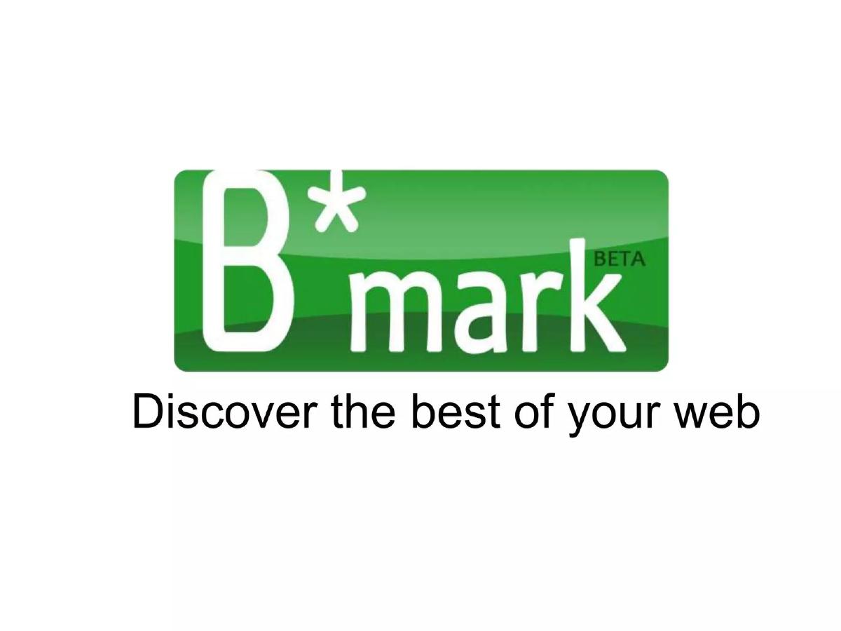Cover slide of the Bmark pitch deck — Beta 2012