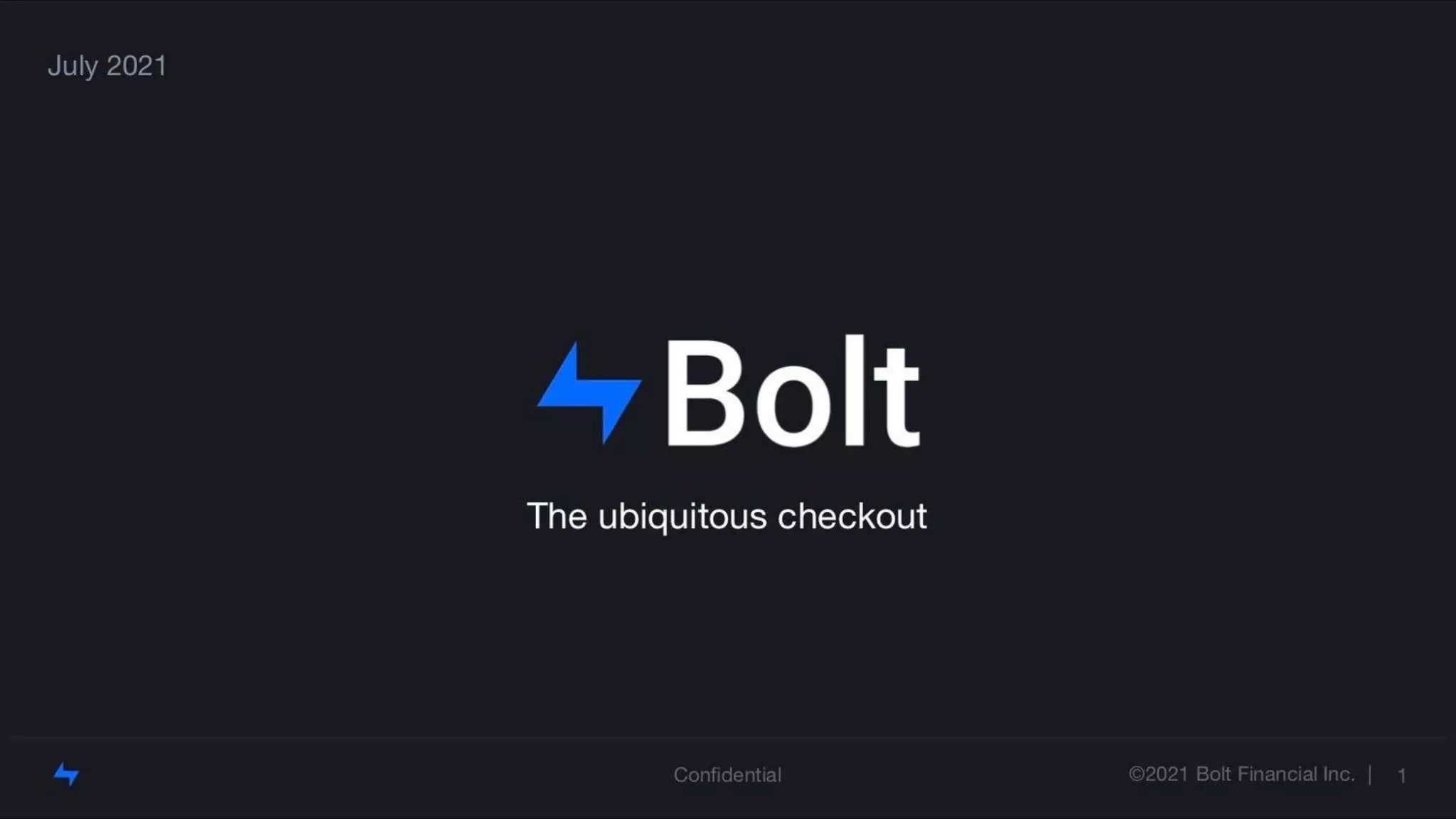 Cover slide of the Bolt pitch deck — Series D 2021
