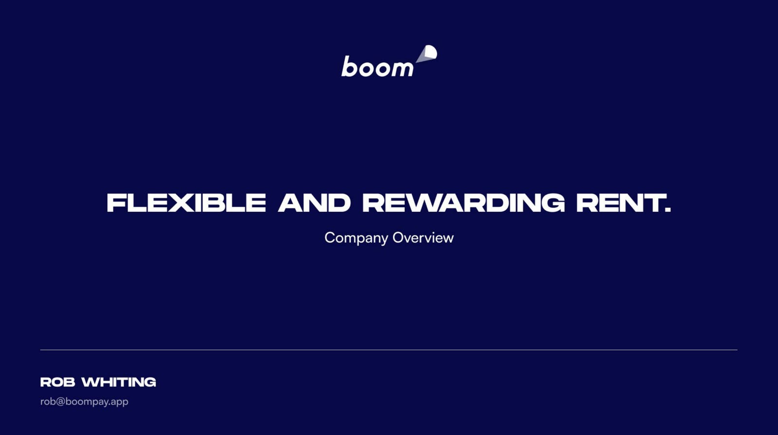 Cover slide of the Boom pitch deck — Seed 2024