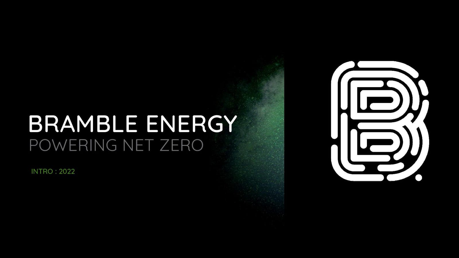 Cover slide of the Bramble Energy pitch deck — Series B 2024