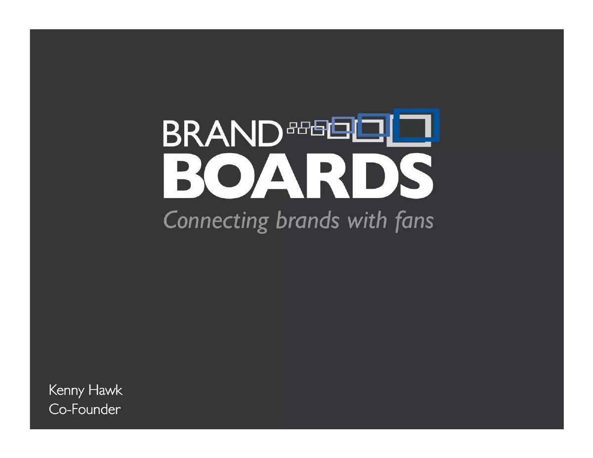 Cover slide of the Brand Boards pitch deck — Seed / Demo Day 2012