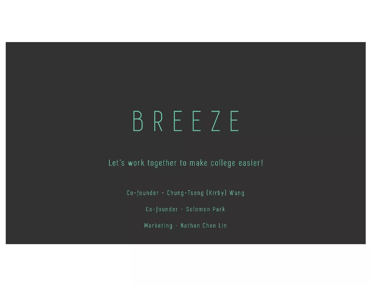 Cover slide of the Breeze Pitch Deck Teardown pitch deck