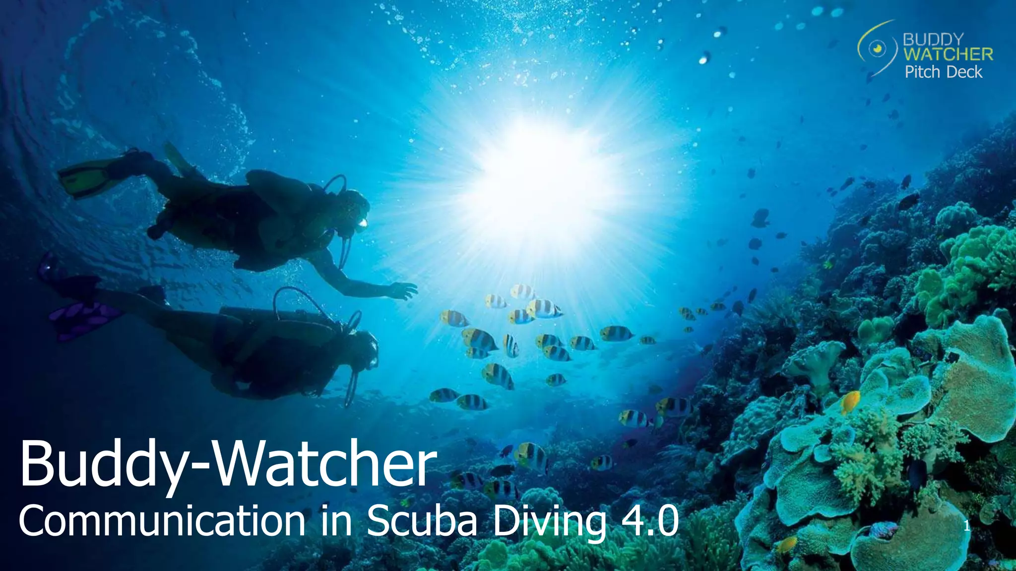 Cover slide of the Buddy-Watcher pitch deck — Seed
