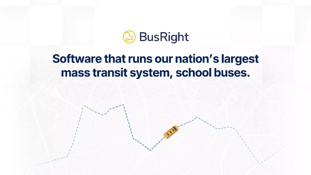 Cover slide of the BusRight pitch deck — Series A 2023