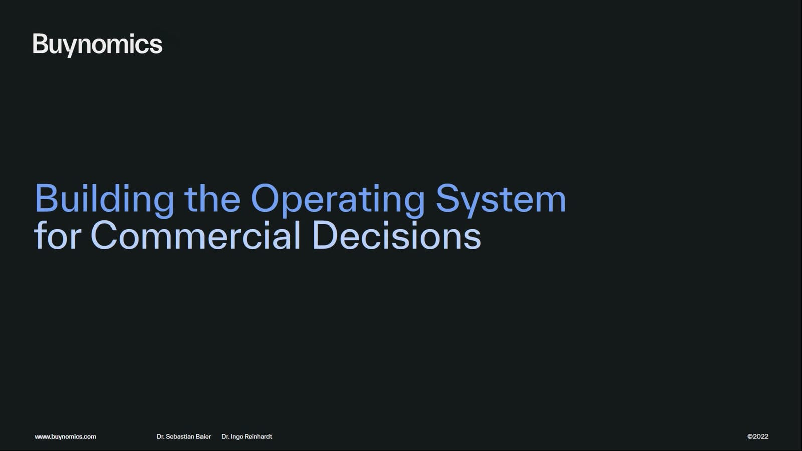 Cover slide of the Buynomics pitch deck — Series A 2024