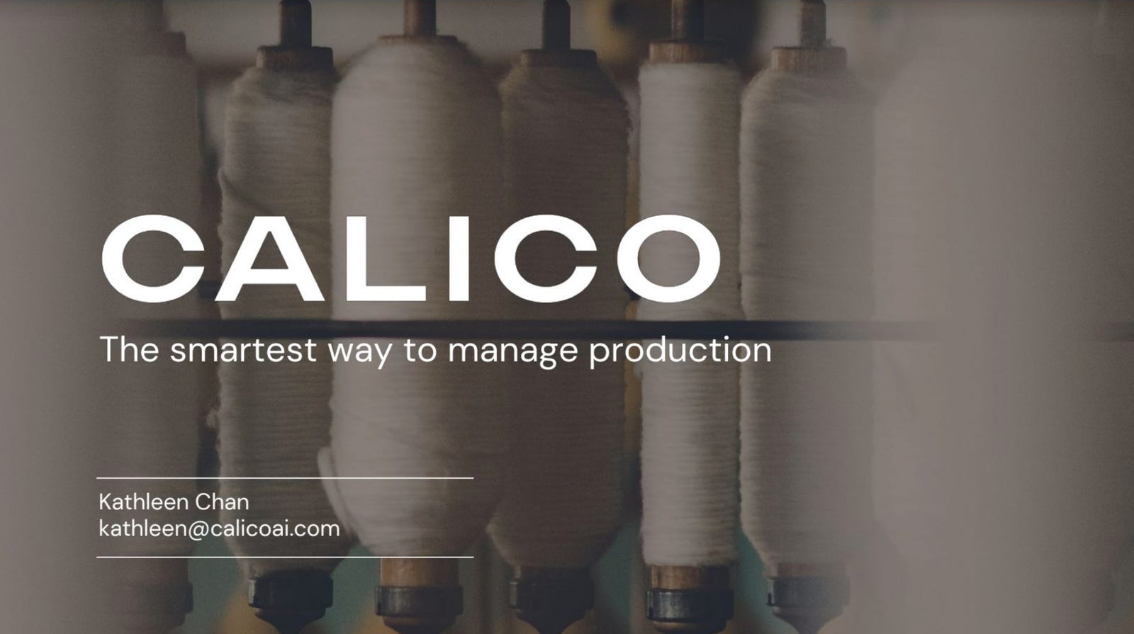 Cover slide of the Calico pitch deck — Seed 2023