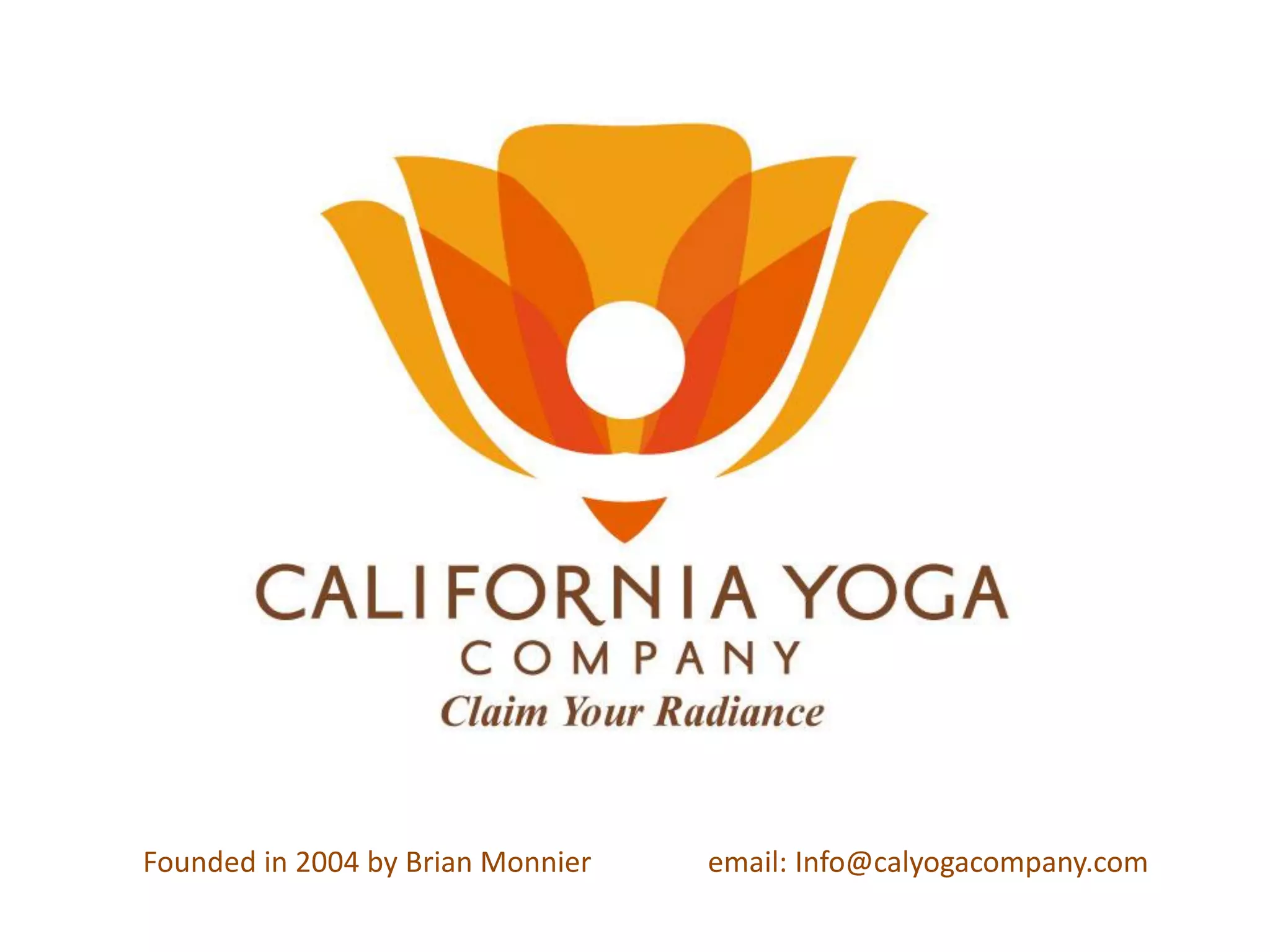Cover slide of the California Yoga Company (Calyoga) pitch deck — Expansion 2014
