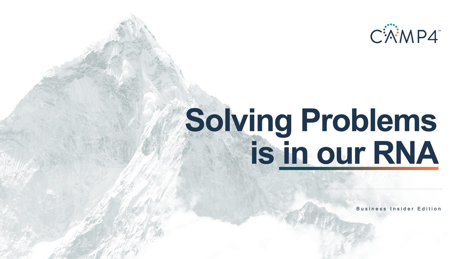 Cover slide of the CAMP4 Therapeutics pitch deck — Series B 2022