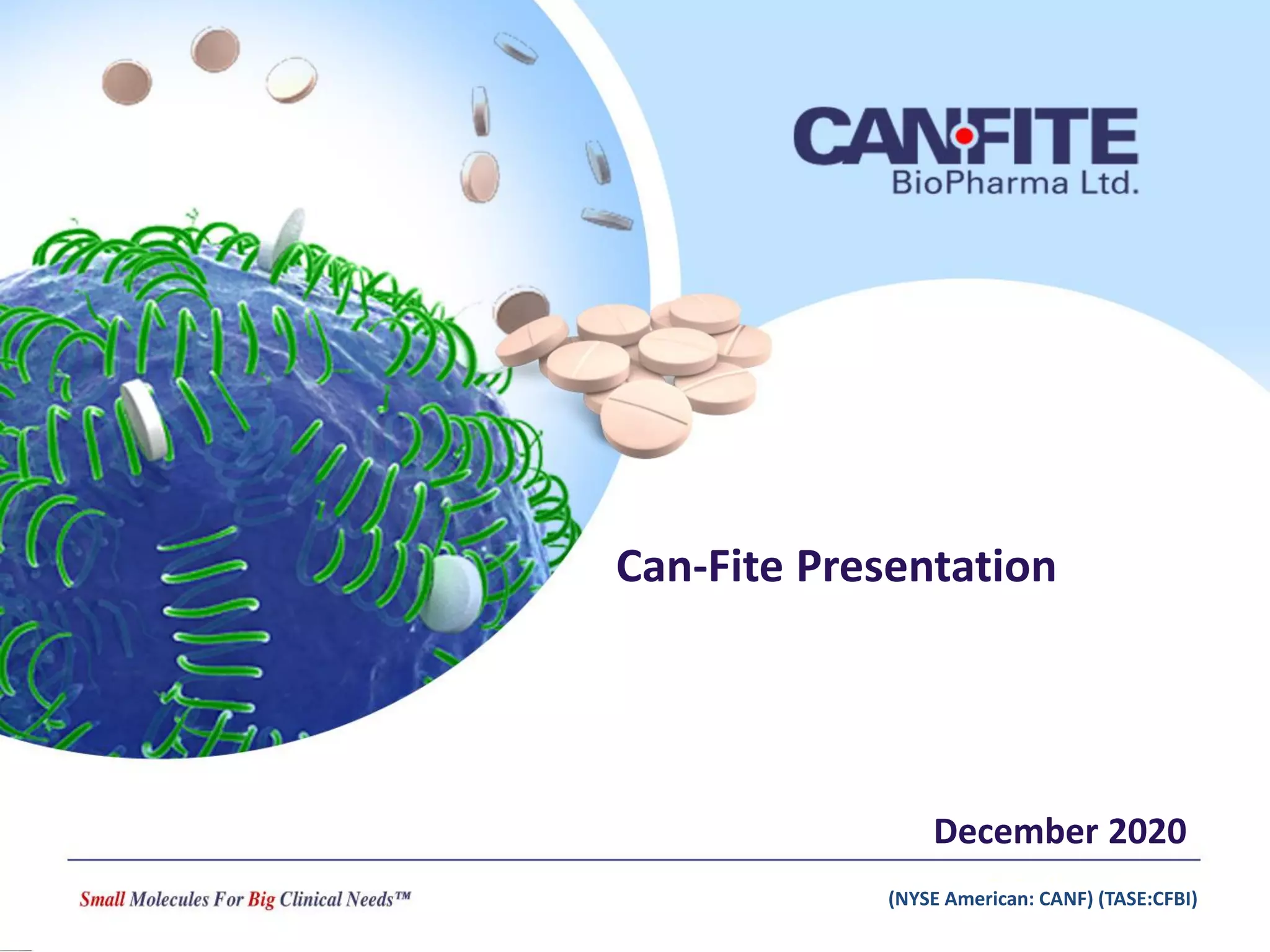 Cover slide of the Can-Fite BioPharma Ltd. pitch deck — 2020