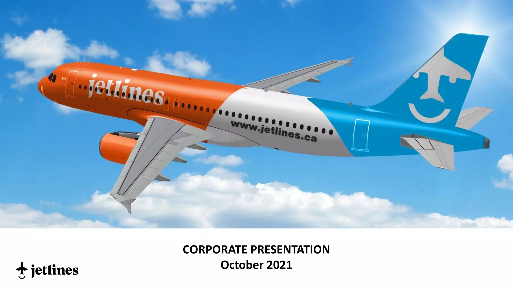 Cover slide of the Canada Jetlines pitch deck — 2021