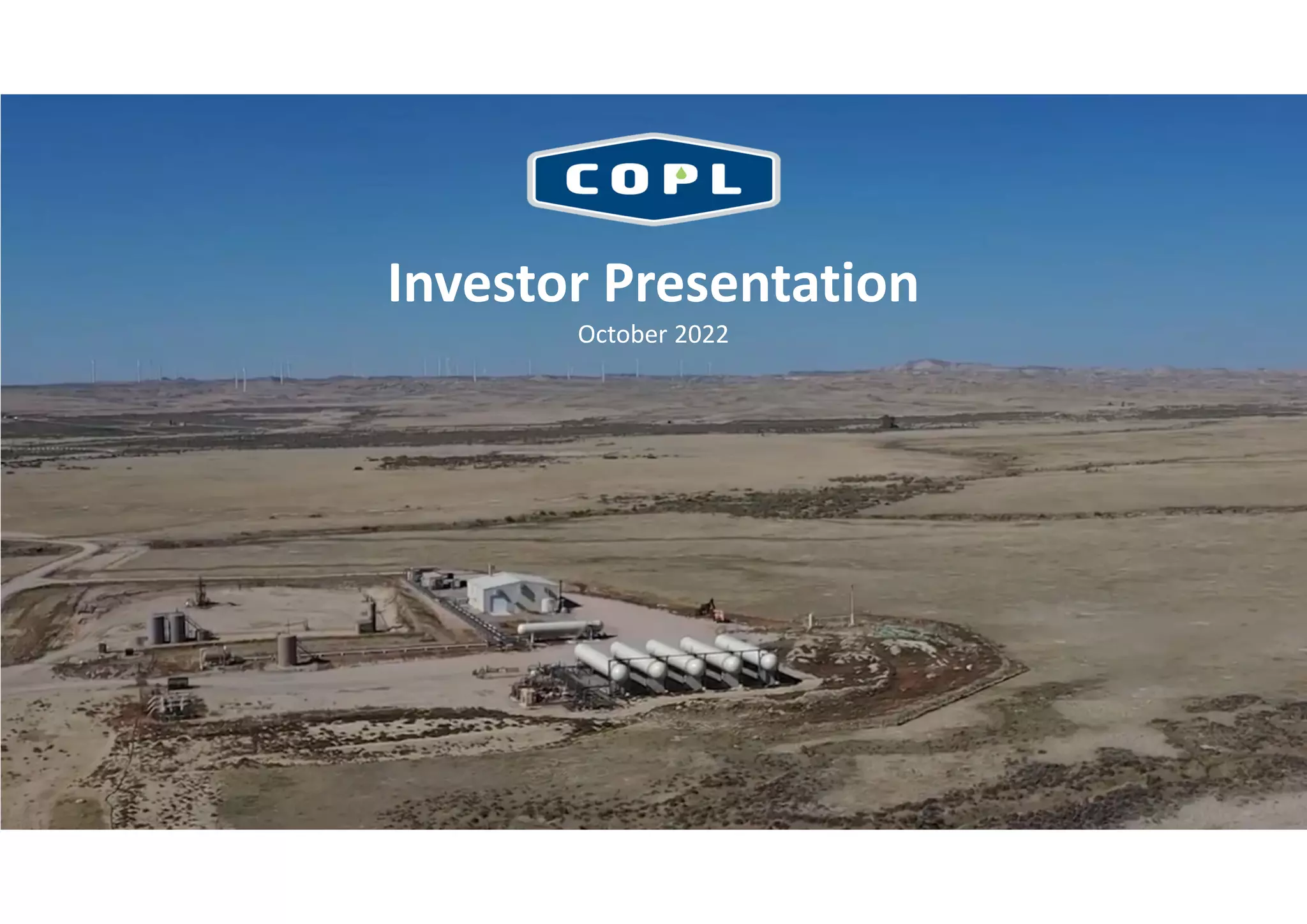 Cover slide of the Canadian Overseas Petroleum Limited pitch deck — 2022