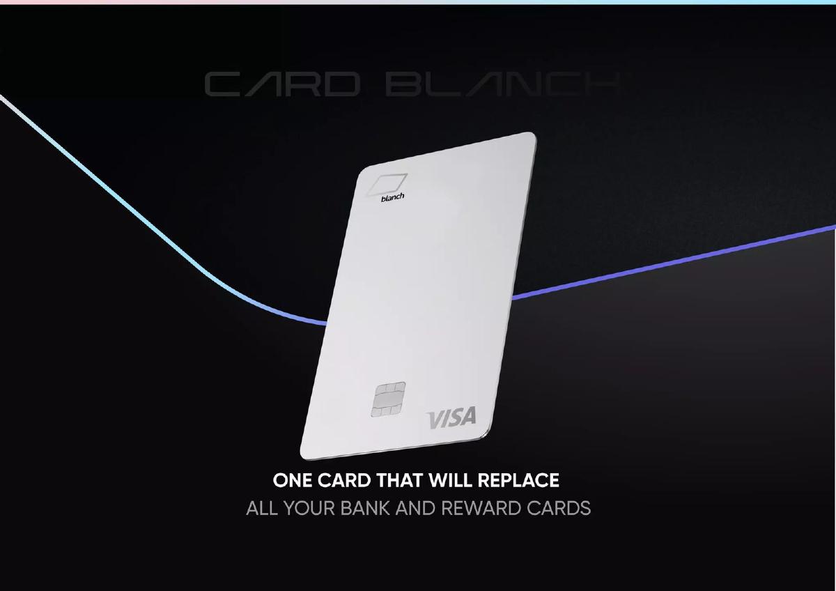 Cover slide of the Card Blanch pitch deck — Seed (post-Angel)
