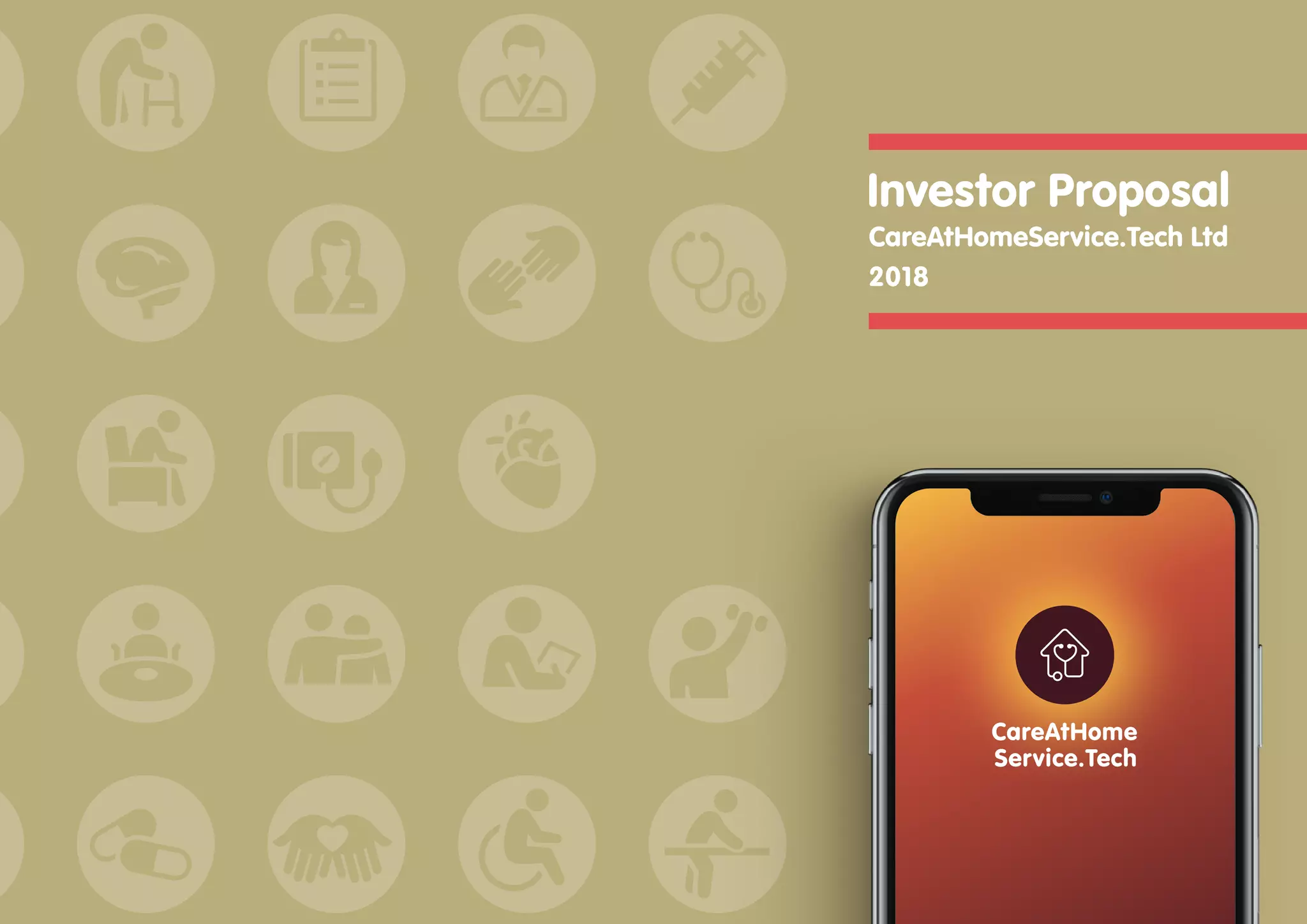 Cover slide of the CareAtHomeService.Tech Ltd pitch deck — Early Stage / Seed 2018