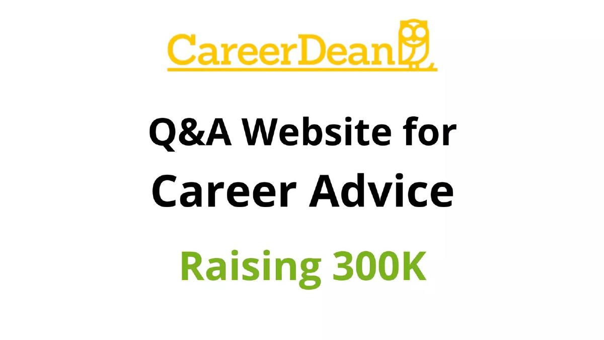 Cover slide of the CareerDean pitch deck — Seed