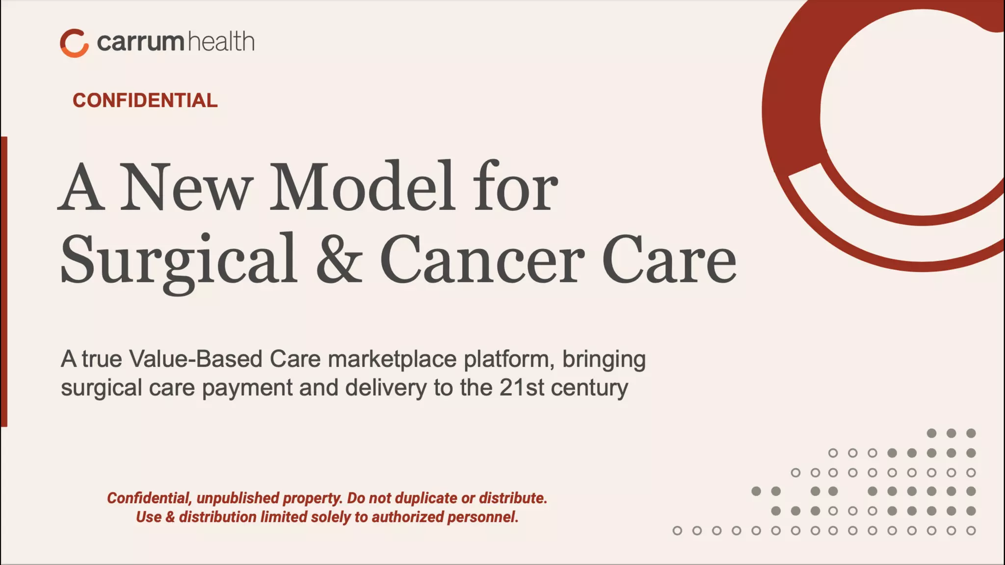 Cover slide of the Carrum Health pitch deck