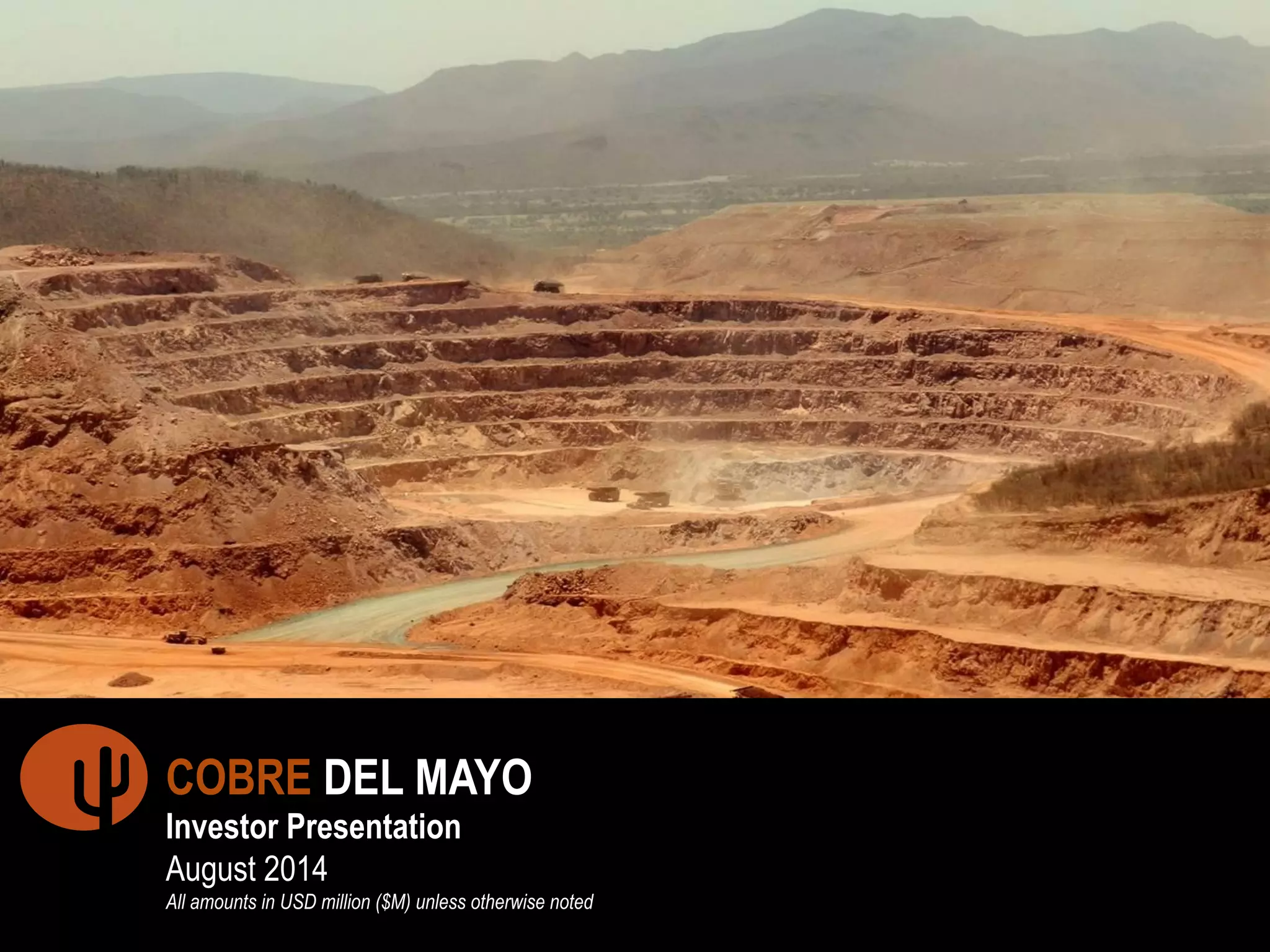 Cover slide of the Cobre Del Mayo Pitch Deck Teardown pitch deck