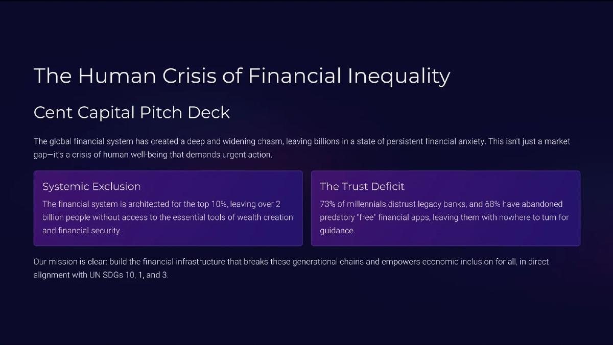 Cover slide of the Cent Capital pitch deck — Seed 2024