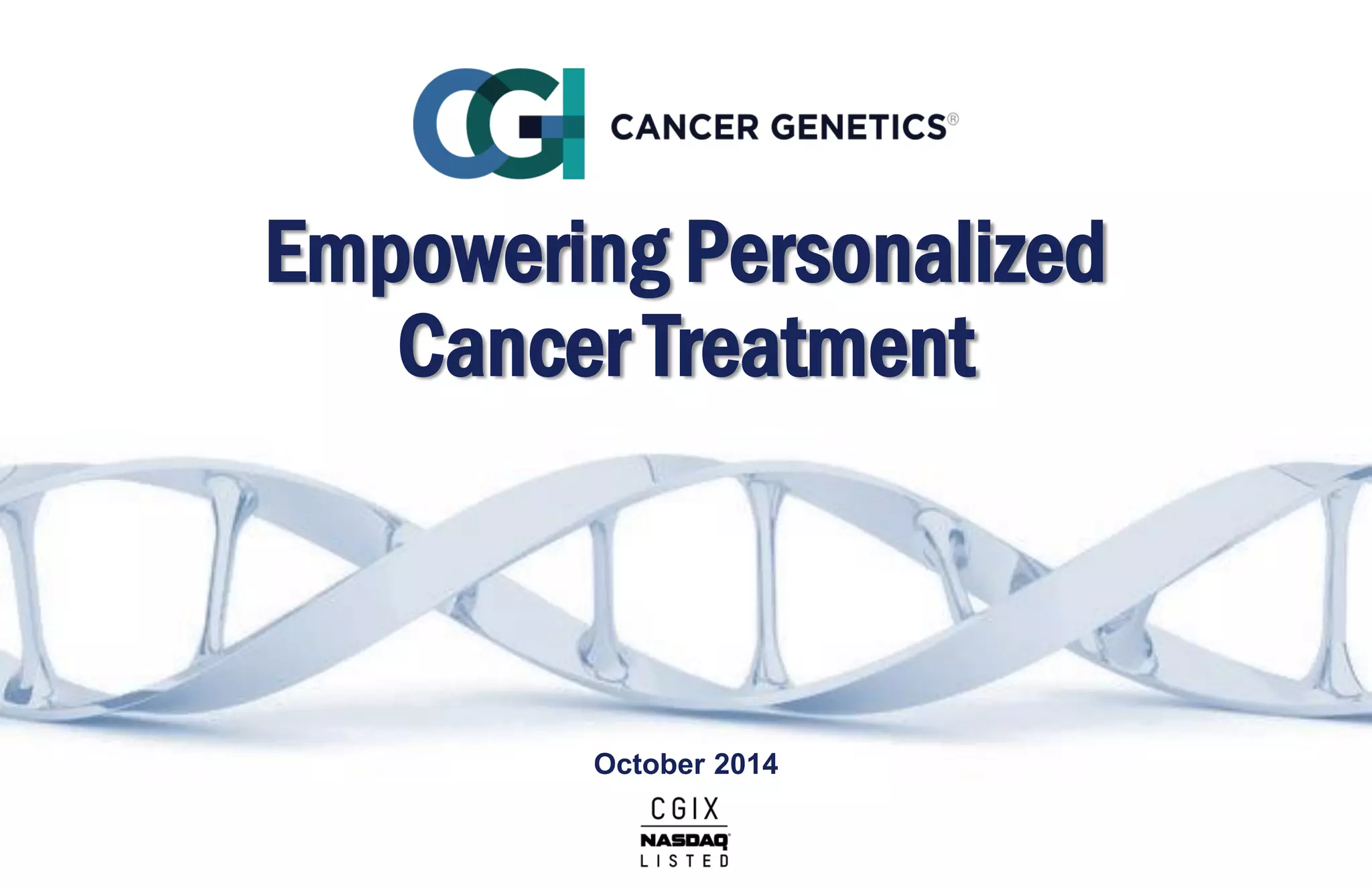 Cover slide of the Cancer Genetics (CGIX) Pitch Deck Teardown pitch deck