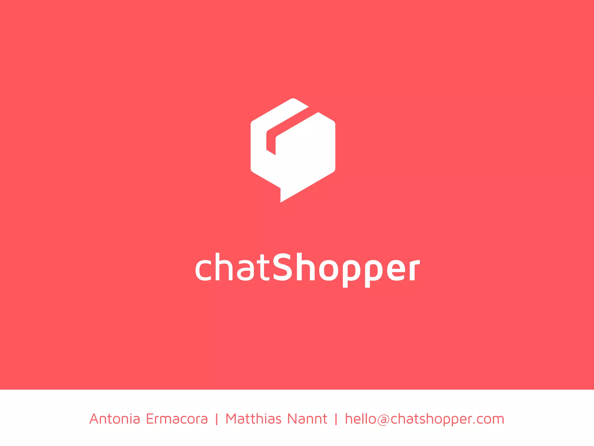 Cover slide of the chatShopper pitch deck — 2015