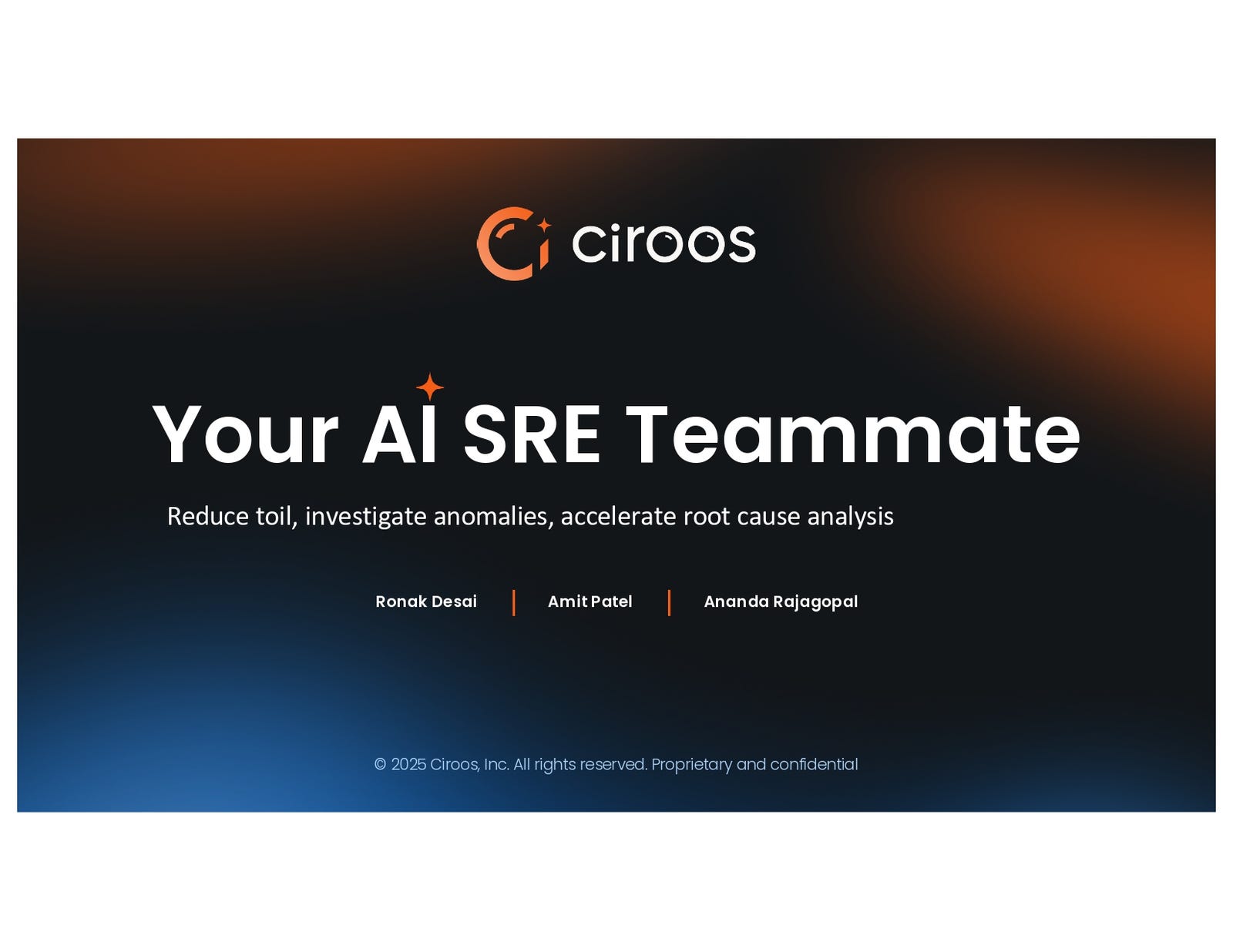 Cover slide of the Ciroos pitch deck — Seed 2024
