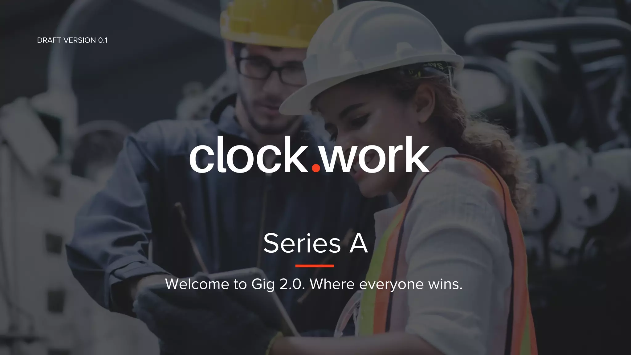 Cover slide of the Clockwork pitch deck