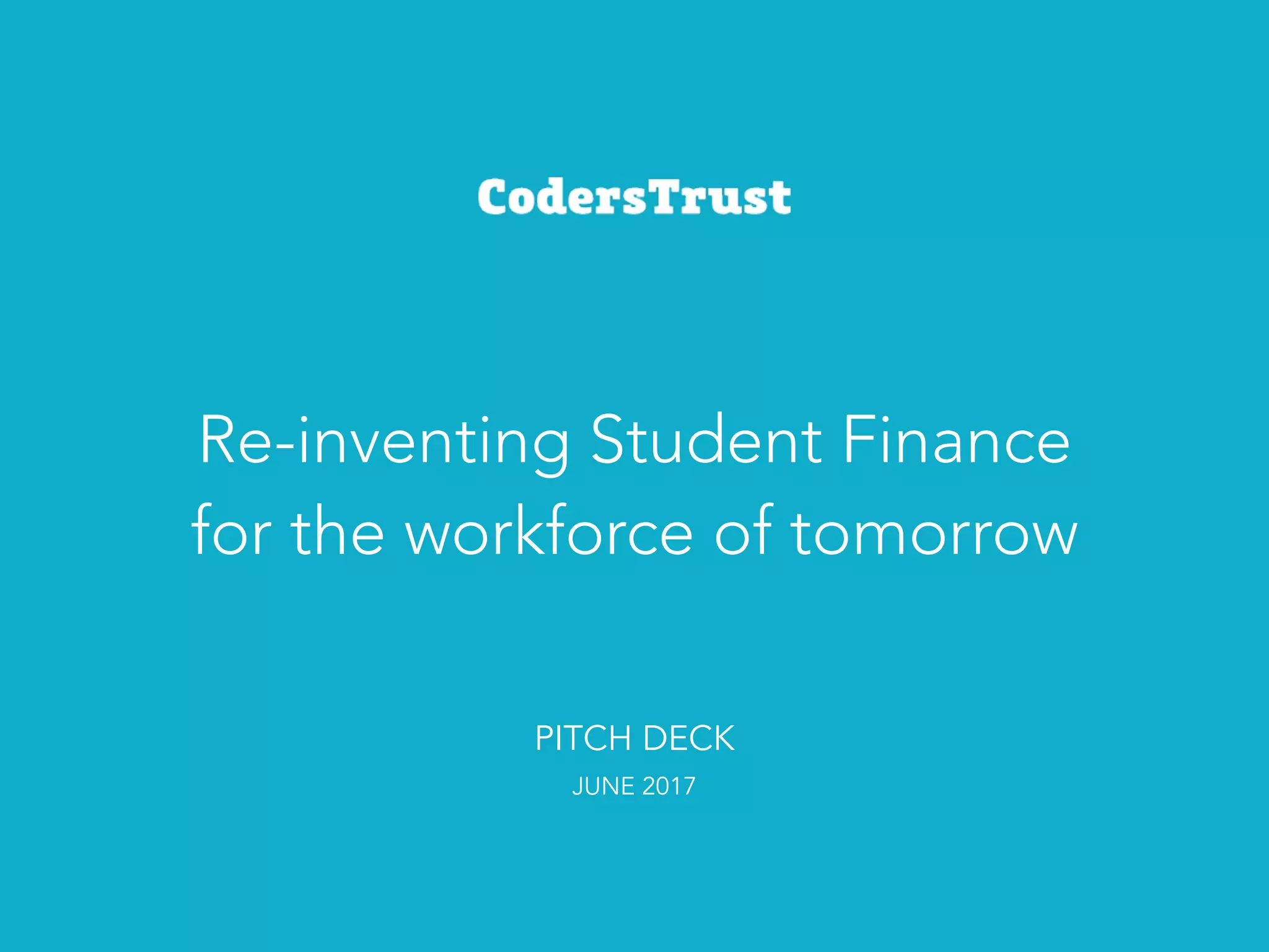 Cover slide of the CodersTrust pitch deck — Series A 2017