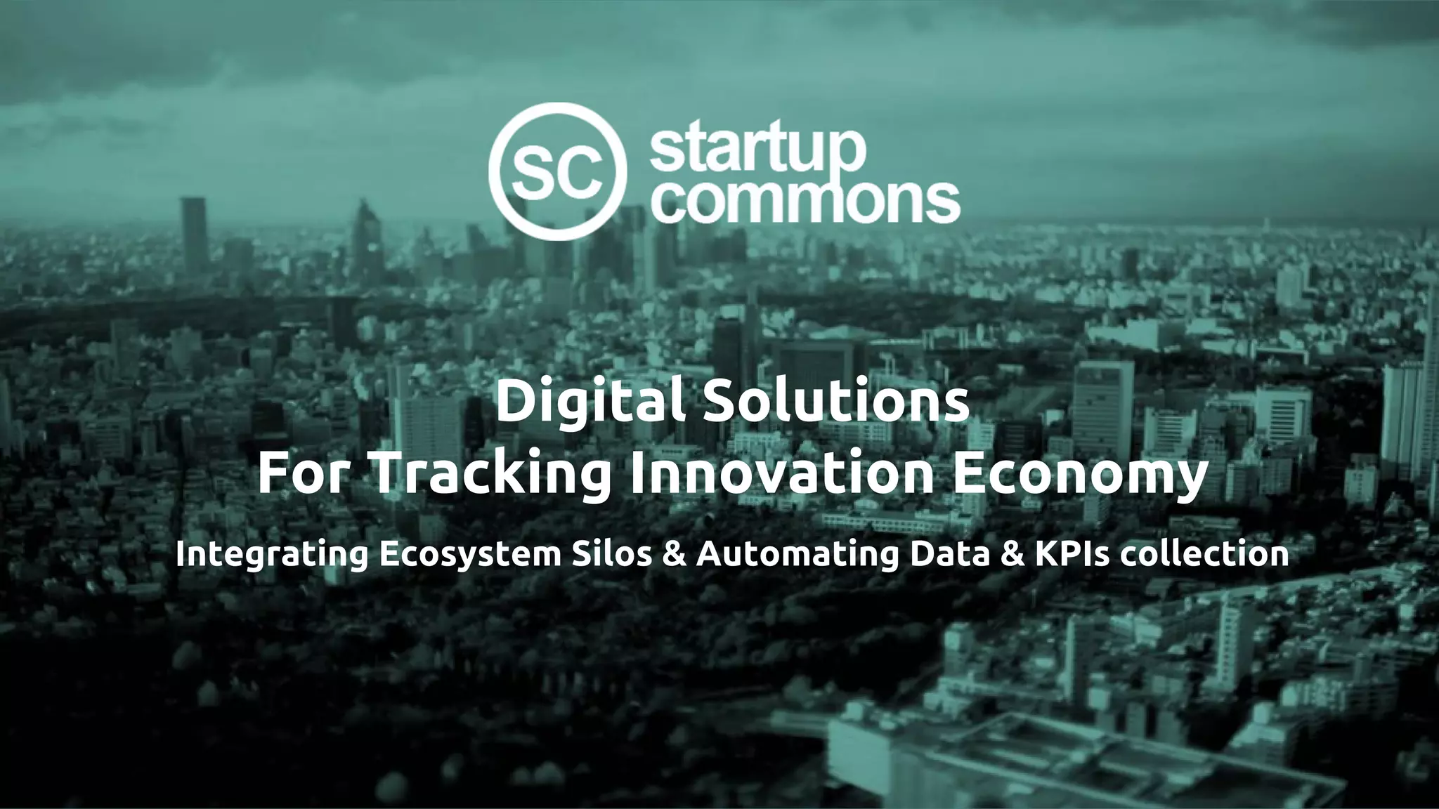 Cover slide of the Startup Commons pitch deck — 2018