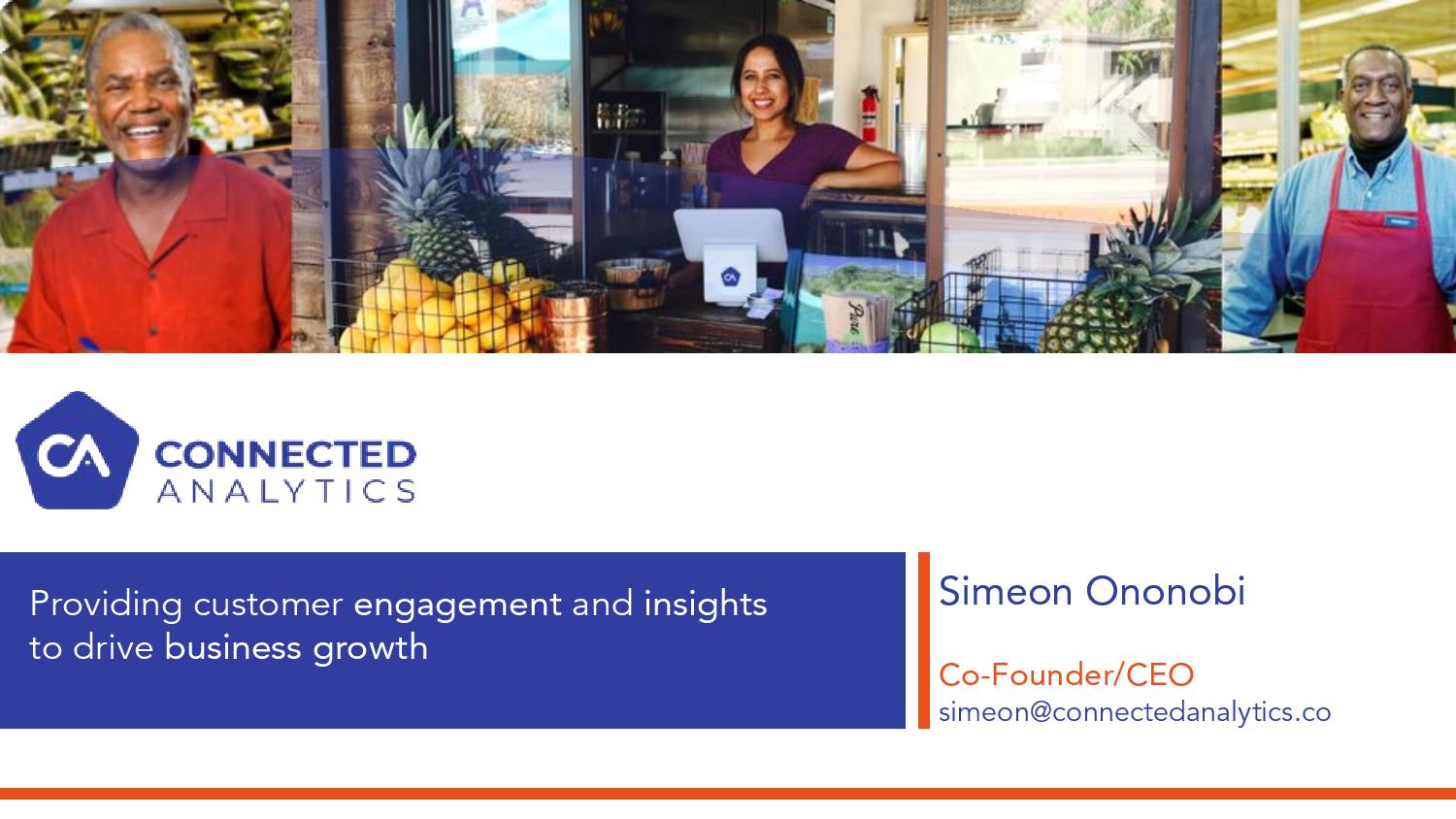 Cover slide of the Connected Analytics (ThankUCash) pitch deck — Seed