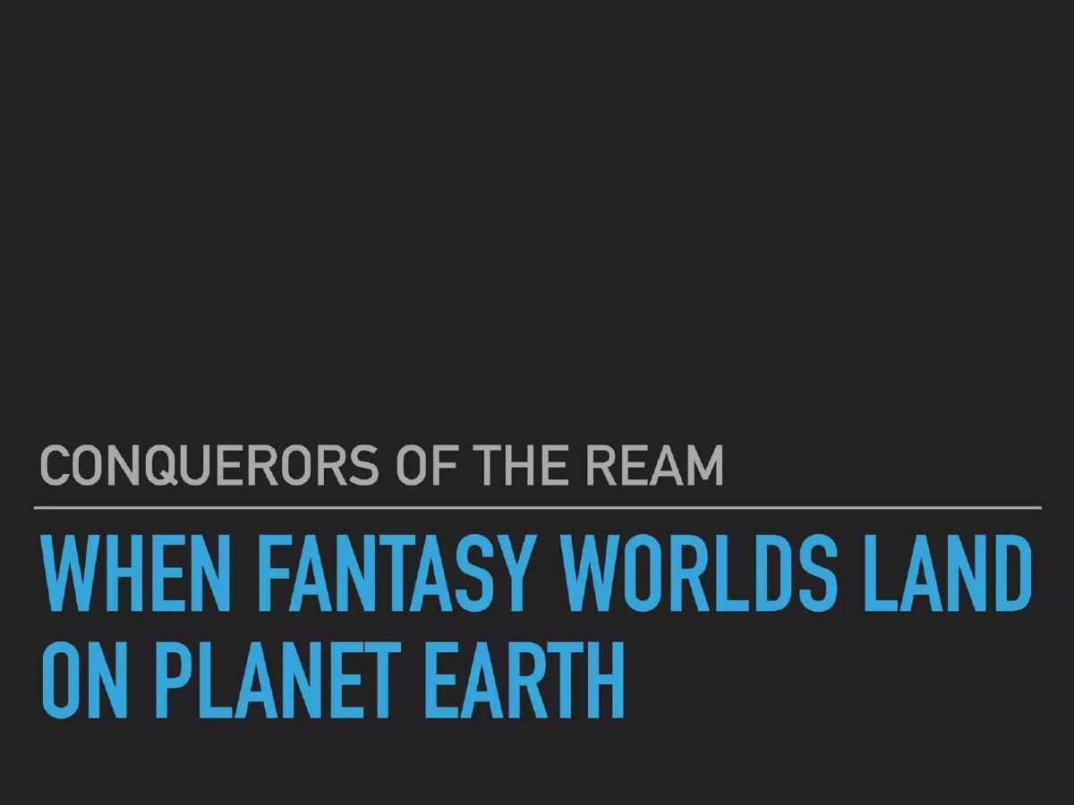 Cover slide of the Conquerors of The Realm pitch deck — 2017