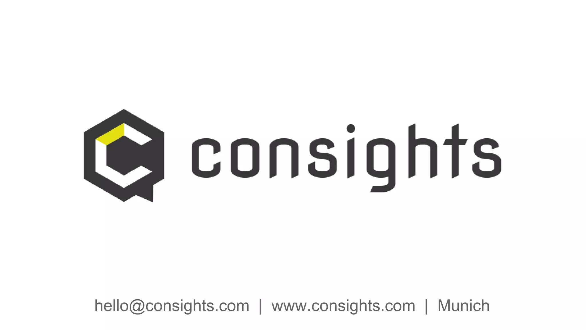 Cover slide of the Consights pitch deck — Seed / Early Stage 2014
