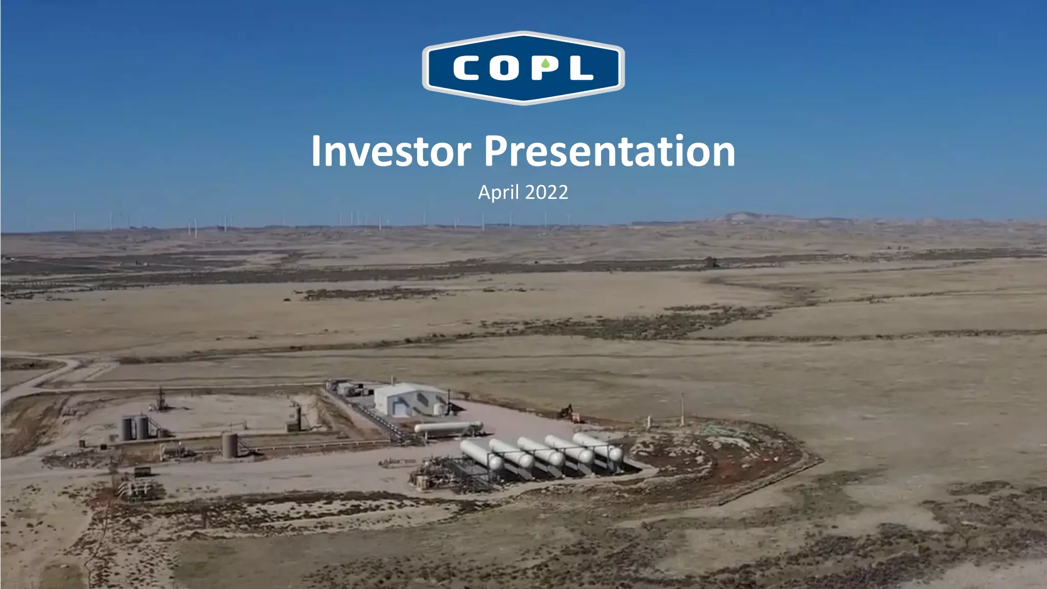 Cover slide of the Canadian Overseas Petroleum Limited (COPL) pitch deck — 2022