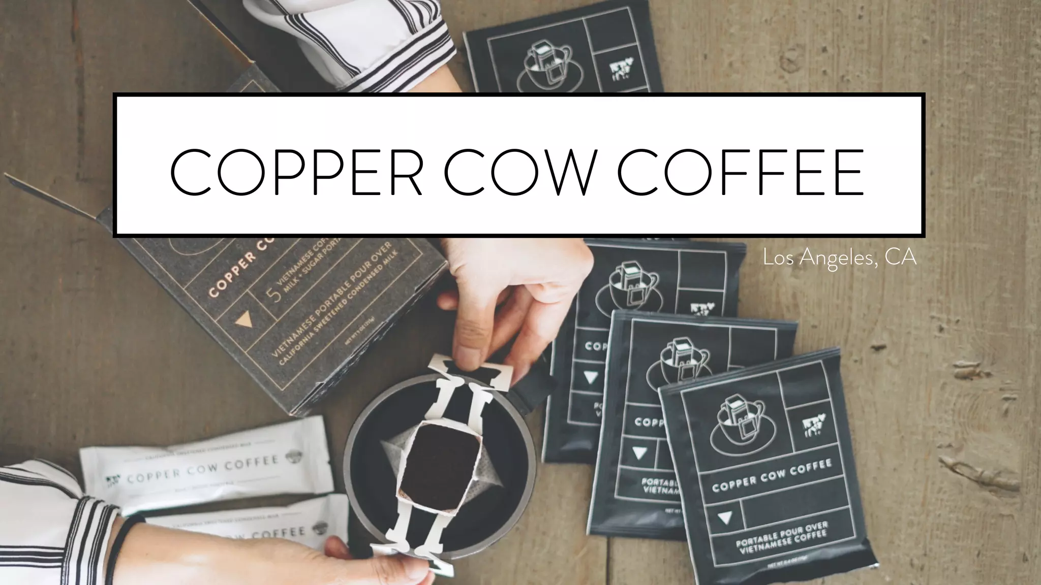 Cover slide of the Copper Cow Coffee pitch deck — 2018