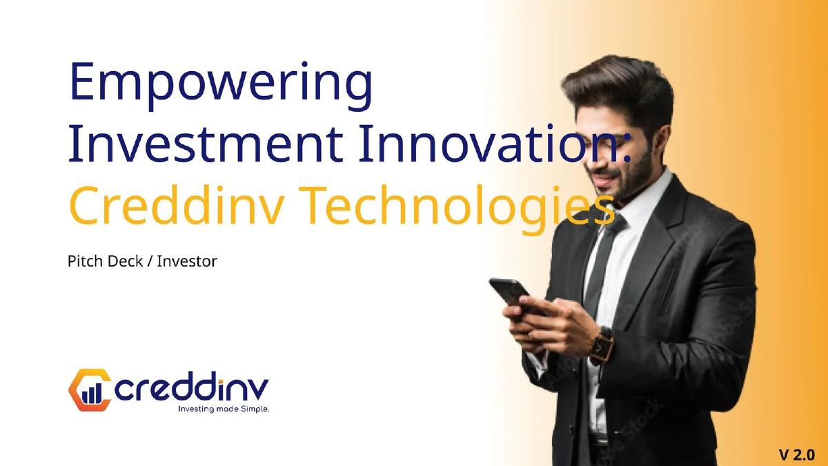Cover slide of the Creddinv Technologies pitch deck — 2024