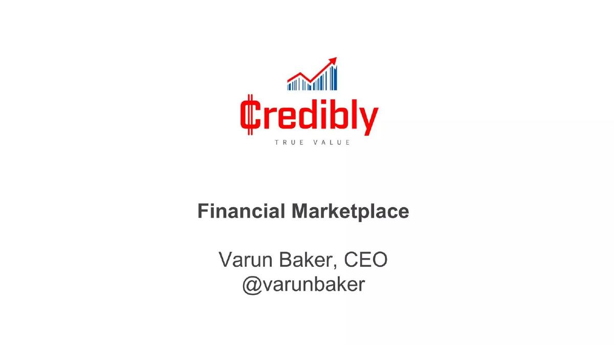 Cover slide of the Credibly pitch deck — Early Stage / Seed 2017