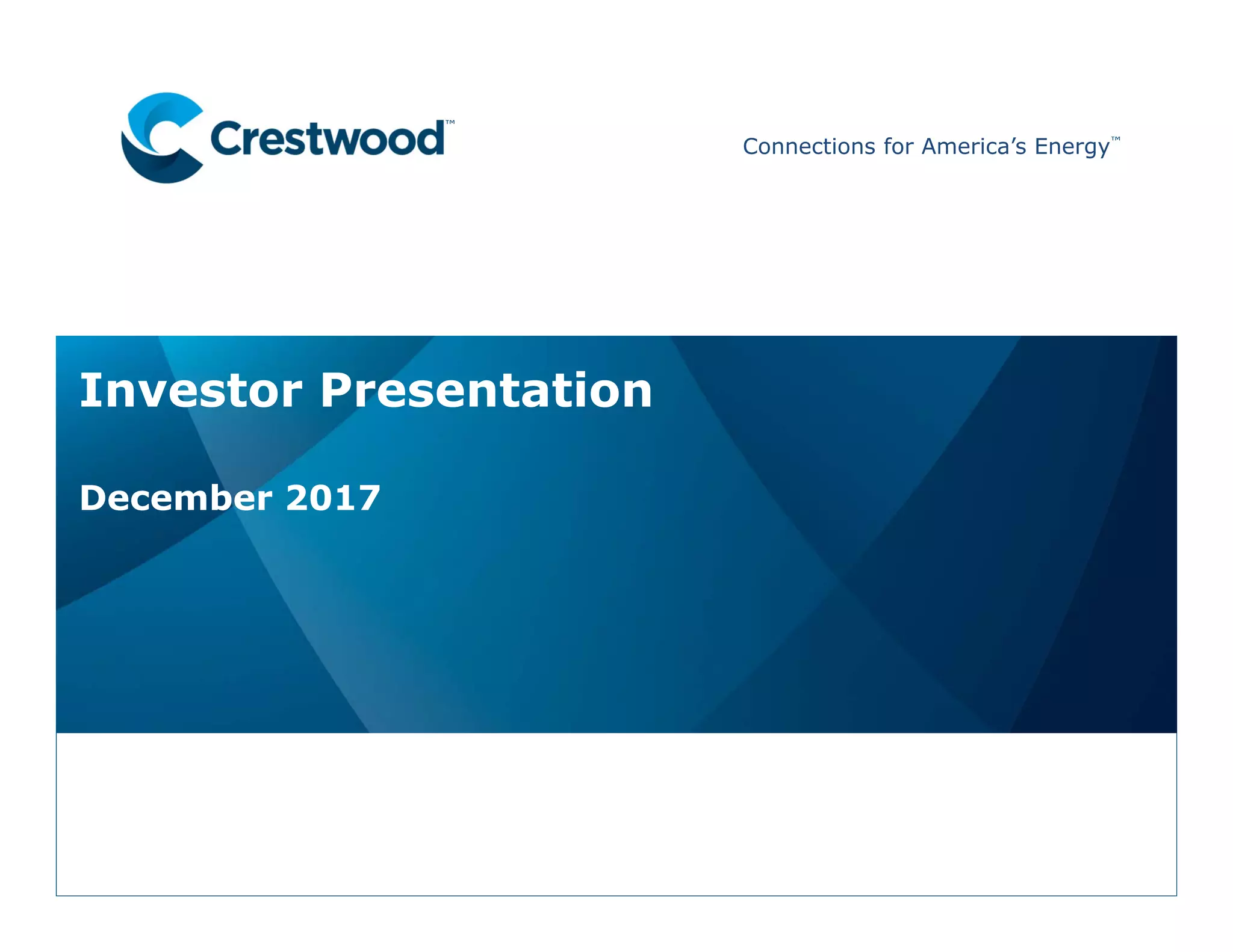 Cover slide of the Crestwood pitch deck — Publicly Traded (MLP) 2017