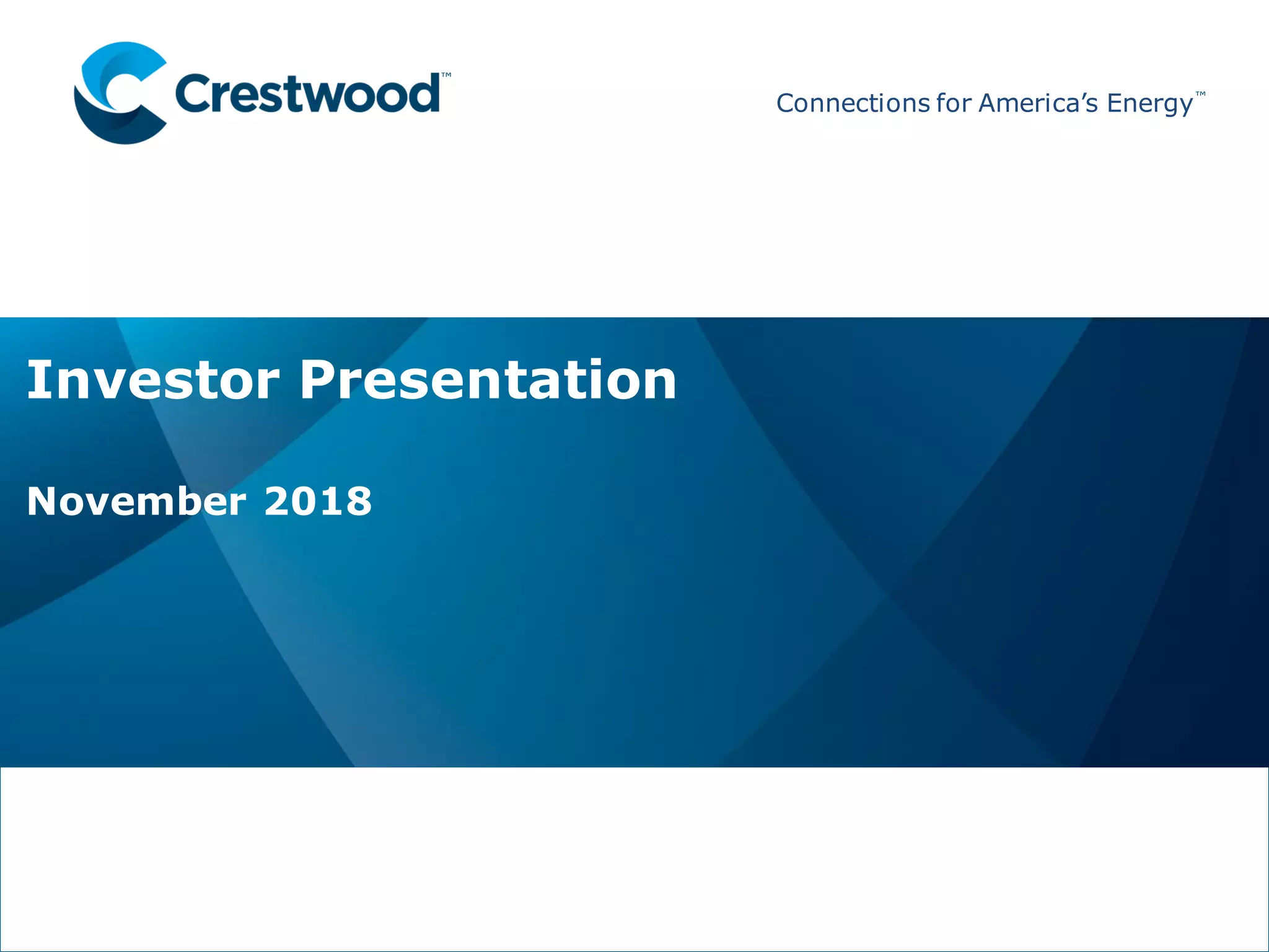 Cover slide of the Crestwood pitch deck — 2018