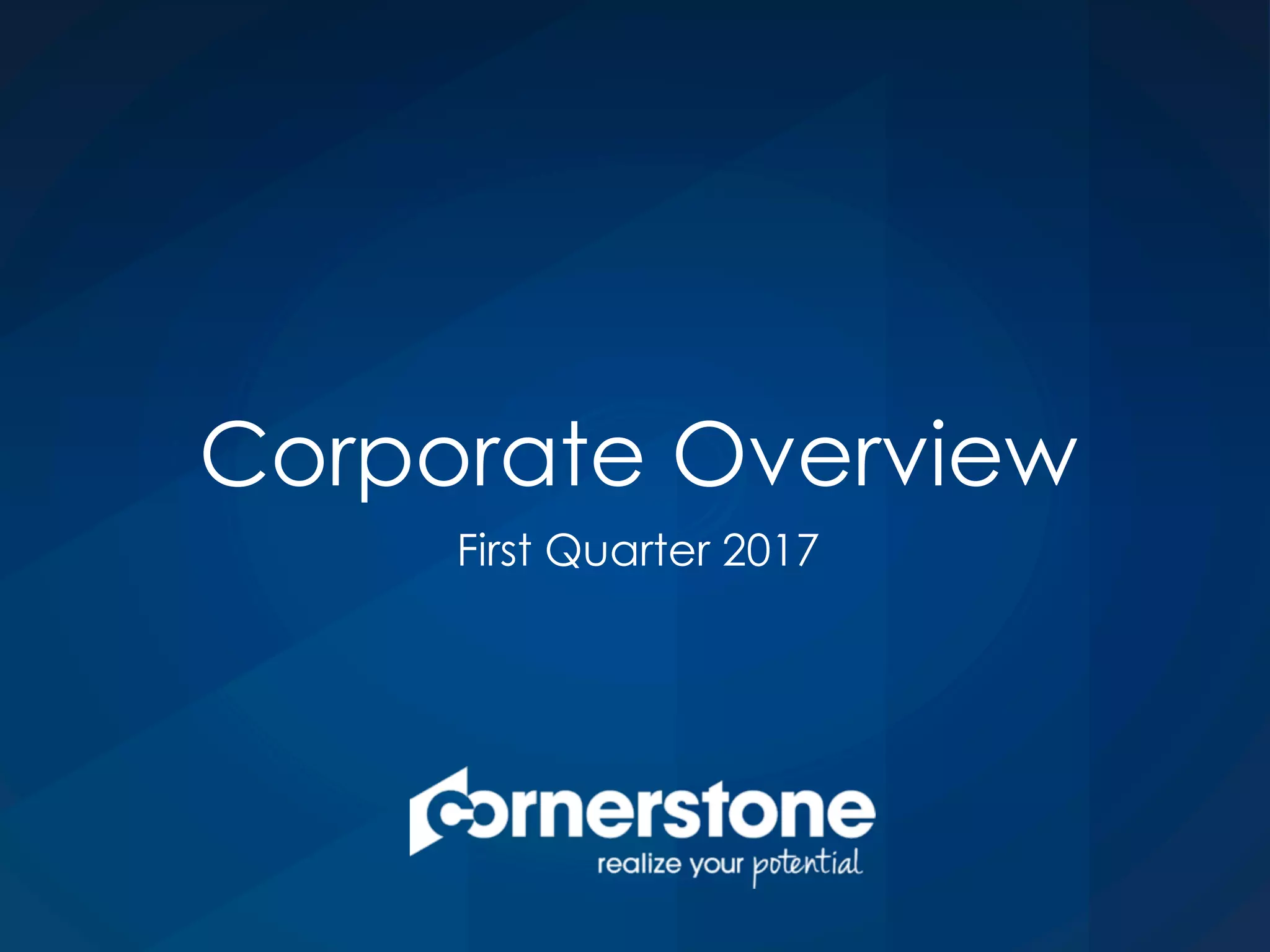 Cover slide of the Cornerstone OnDemand (CSOD) pitch deck — 2017