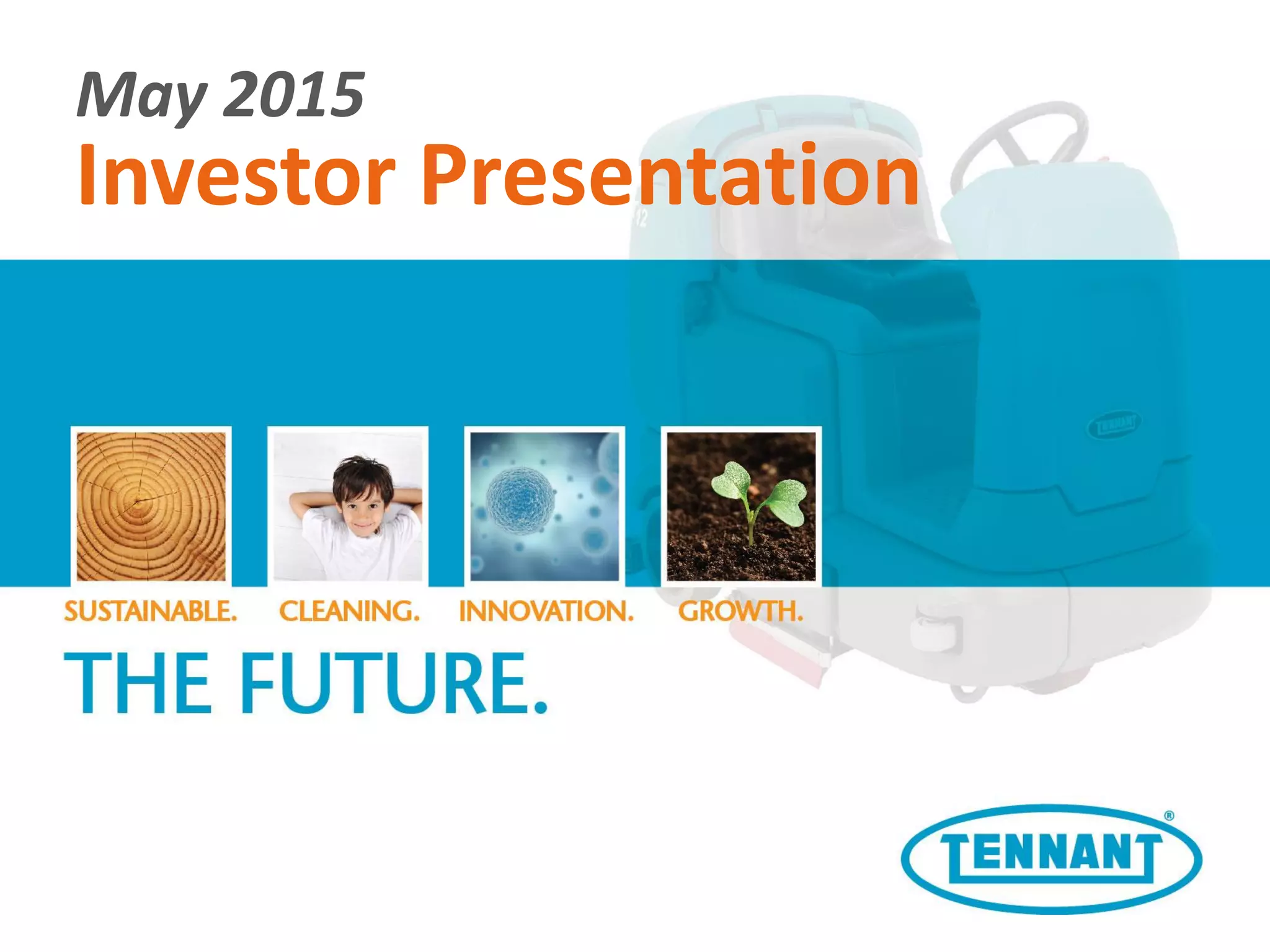 Cover slide of the Tennant Company pitch deck — 2015