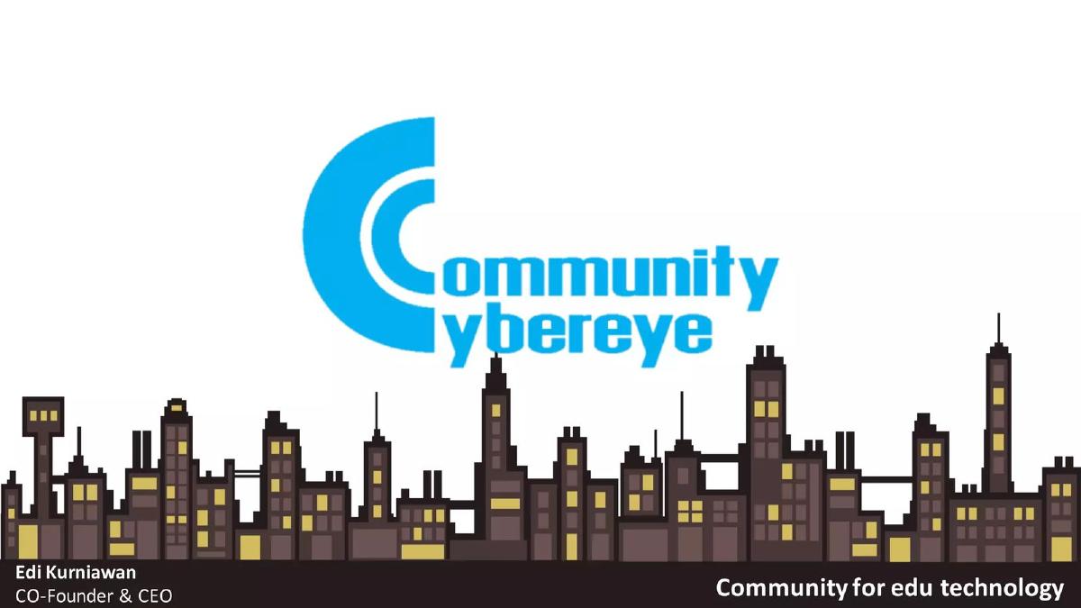 Cover slide of the Cybereye Community pitch deck