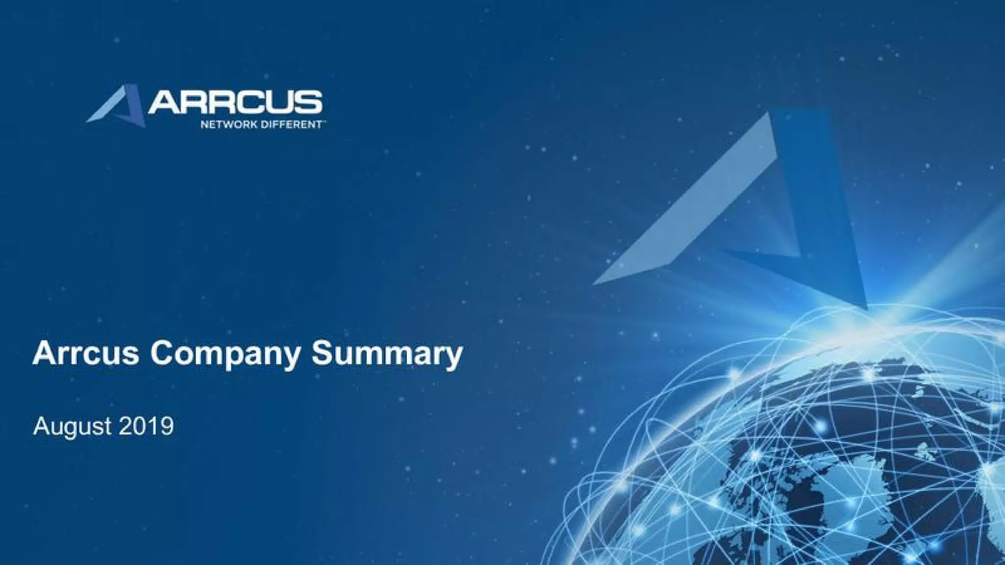 Cover slide of the Arrcus pitch deck — Growth (Series B/C era) 2019