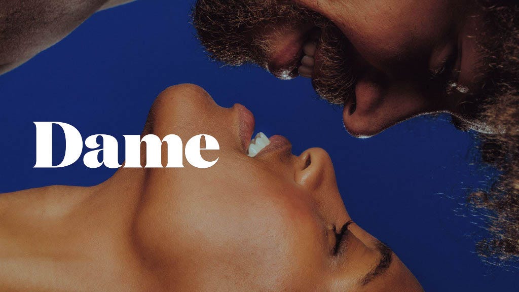 Cover slide of the Dame pitch deck — Series A 2024