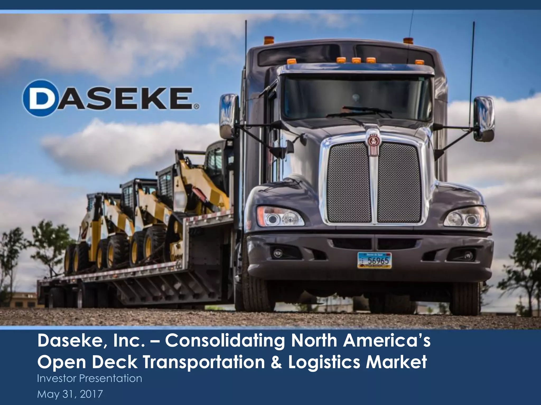Cover slide of the Daseke, Inc. pitch deck — Public (Post-SPAC) 2017