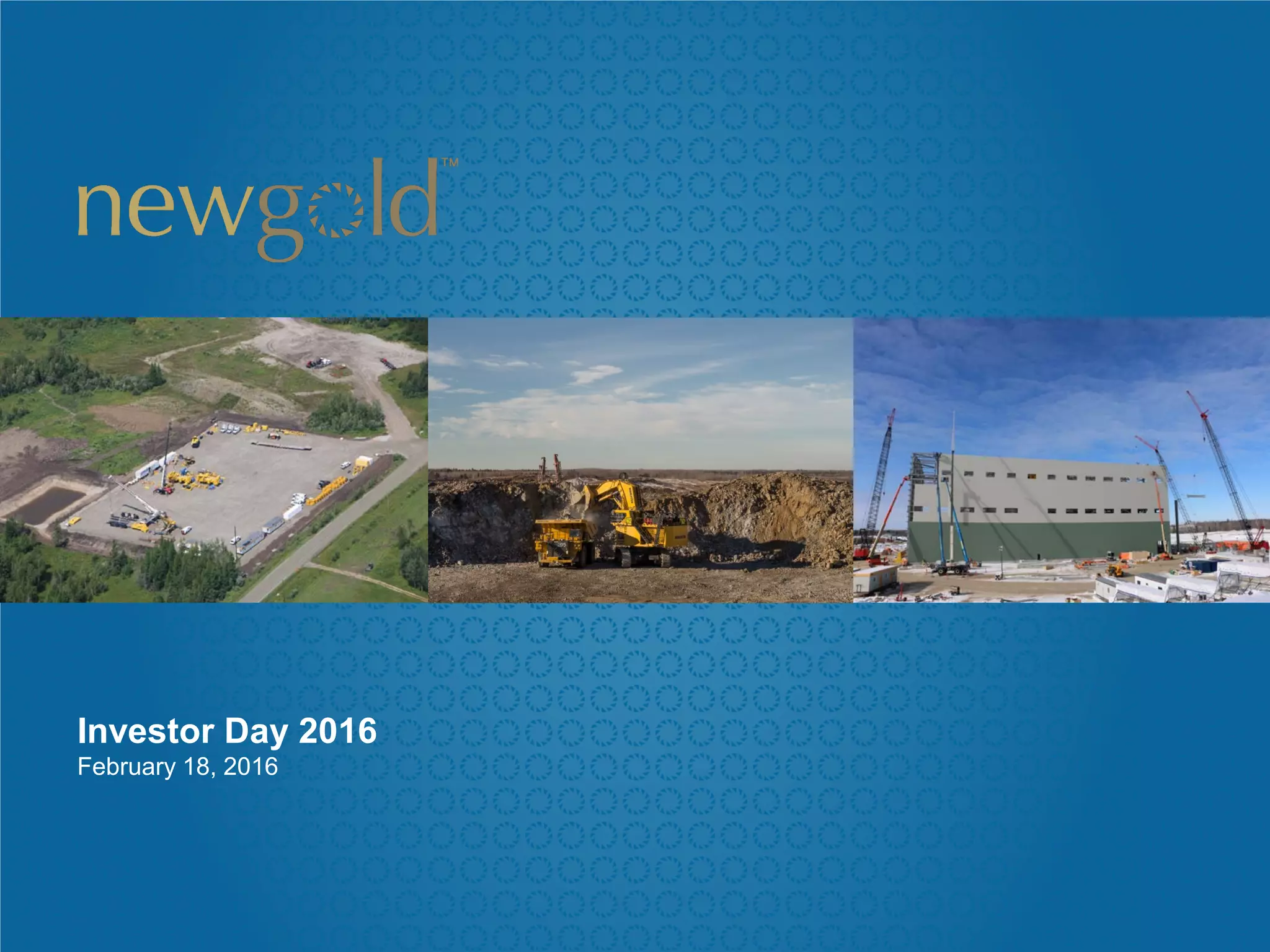 Cover slide of the New Gold pitch deck — Public (Investor Day) 2016