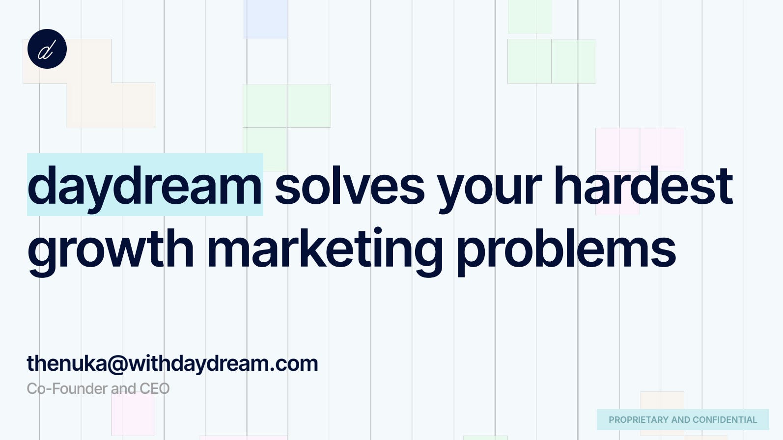 Cover slide of the Daydream pitch deck — Series A 2024