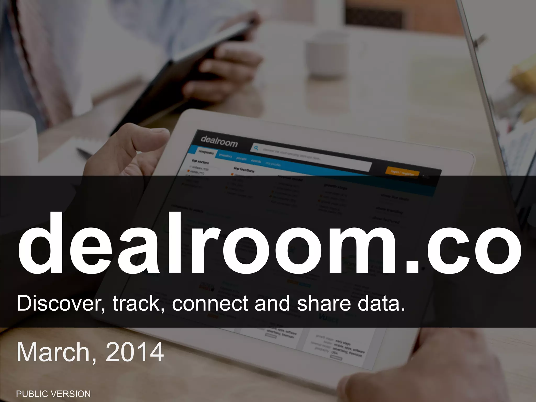 Cover slide of the Dealroom pitch deck — Early Stage (2014) 2014