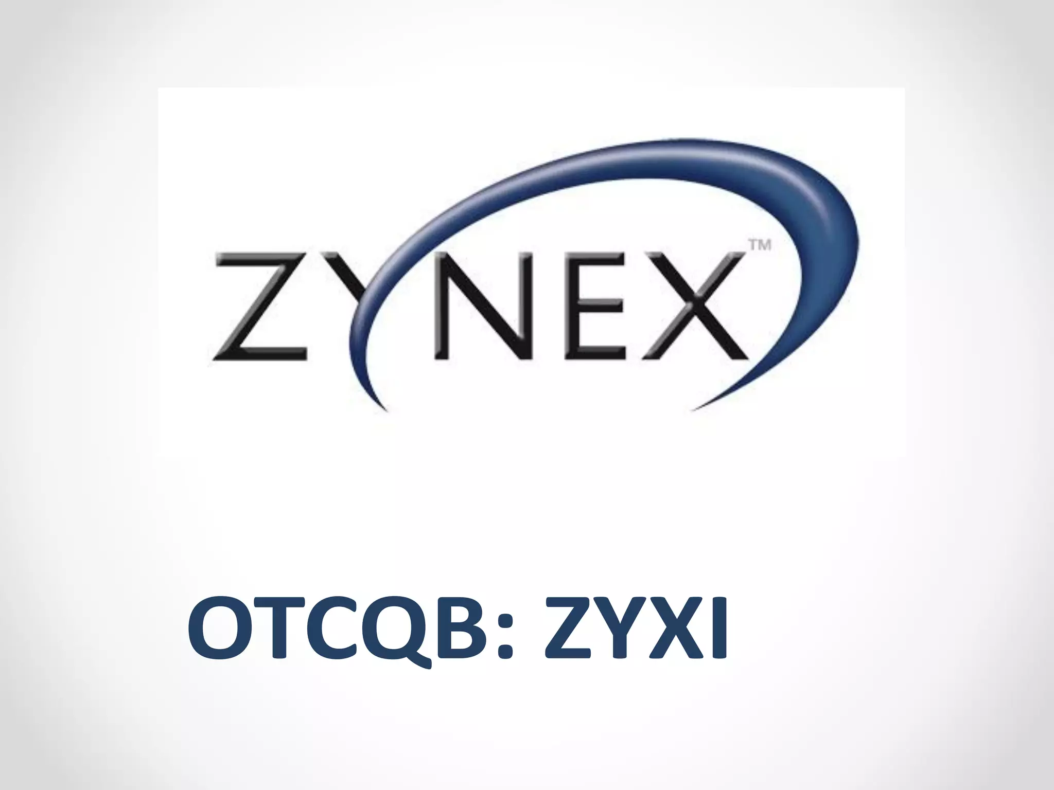 Cover slide of the Zynex (ZYXI) pitch deck — Public (OTCQB) 2015